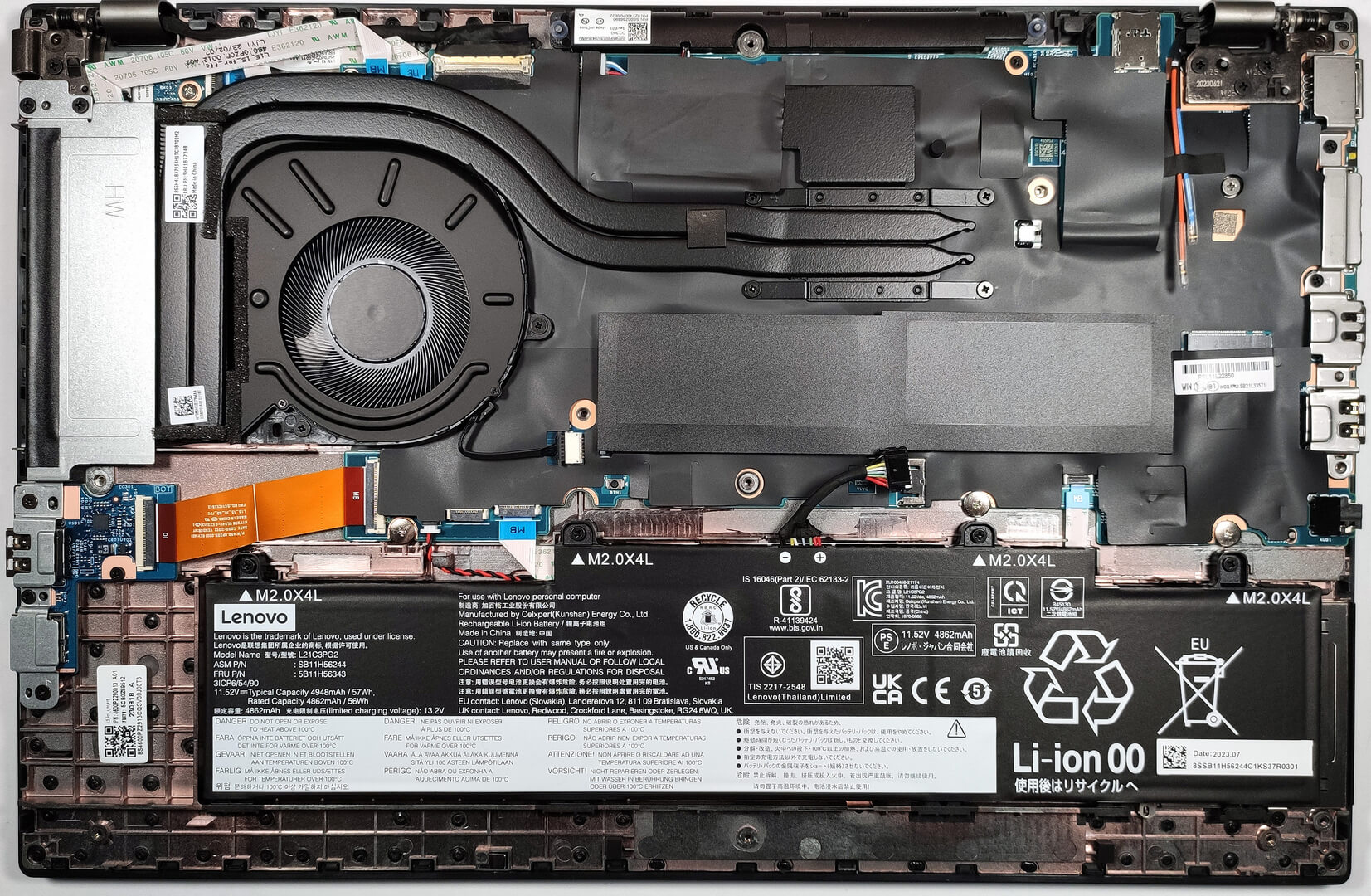 Internal Photo of Lenovo Thinkpad T16 Gen 1, T16 Gen 2, P16v Gen 1, P16v Gen 2, P16s Gen 1, P16s Gen 2, L15 Gen 3, L15 Gen 4, black US keyboard (ThinkPad L15 Gen 4)